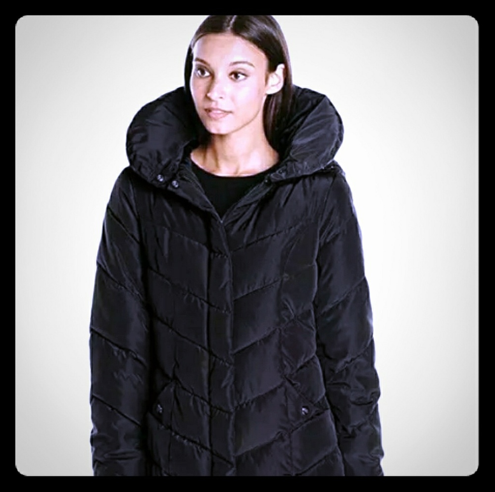 Steve Madden Maxi Puffer Coat Black